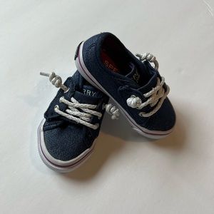 Sperry Pier Jr Blue Sparkle 5 Laced Slip On